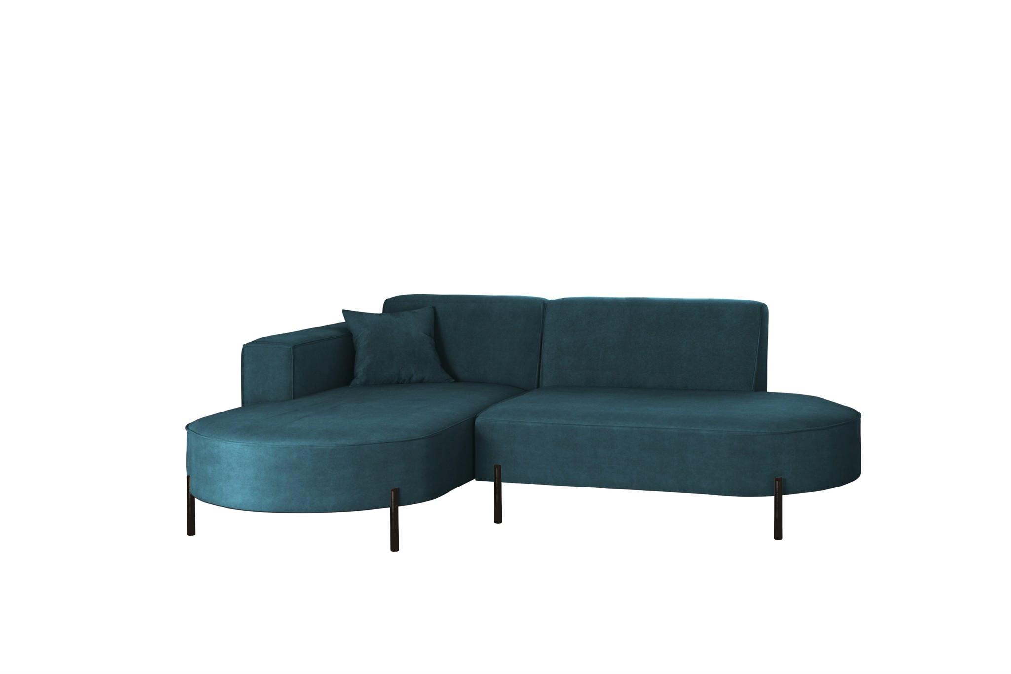 ECKSOFA Valencia Xs - Blau, Holzwerkstoff/Textil (236/165cm) - Fun Möbel