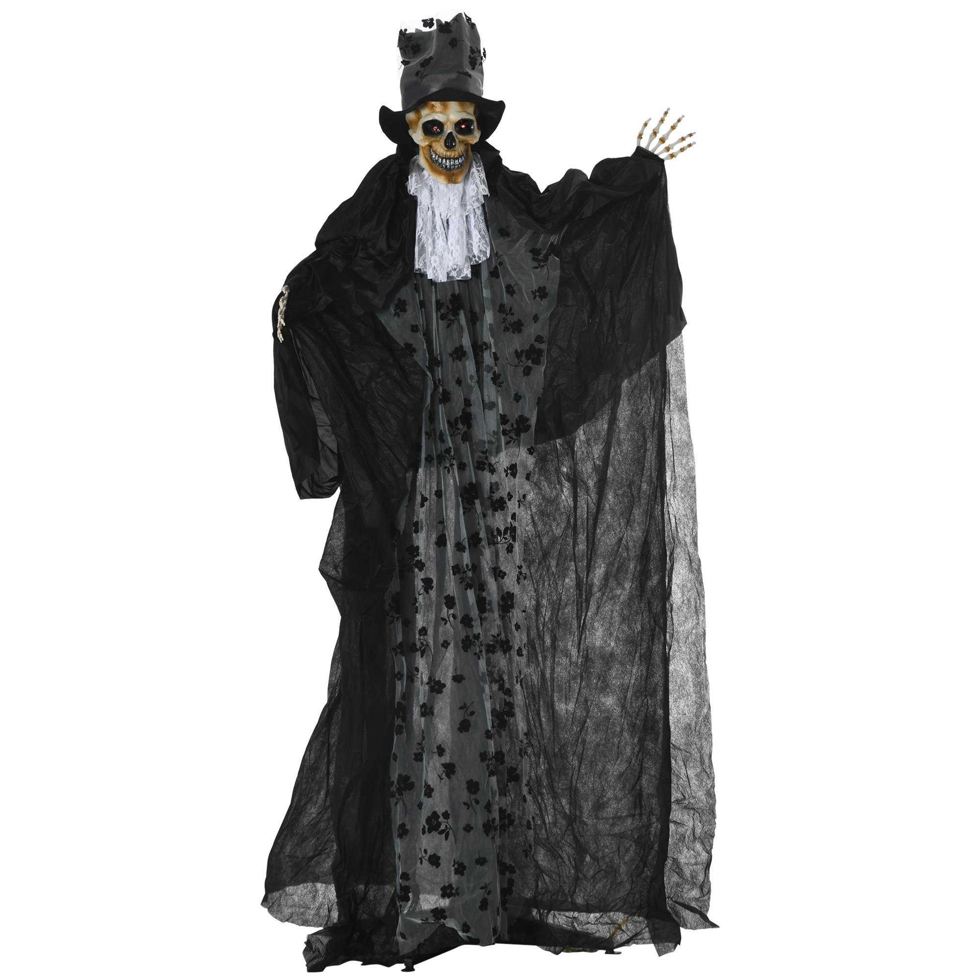 183CM Halloween-Dekoration Gespenst Bräutigam In Lebensgröße Augenglühen - Schwarz, Kunststoff (65/189/115cm) - Outsunny