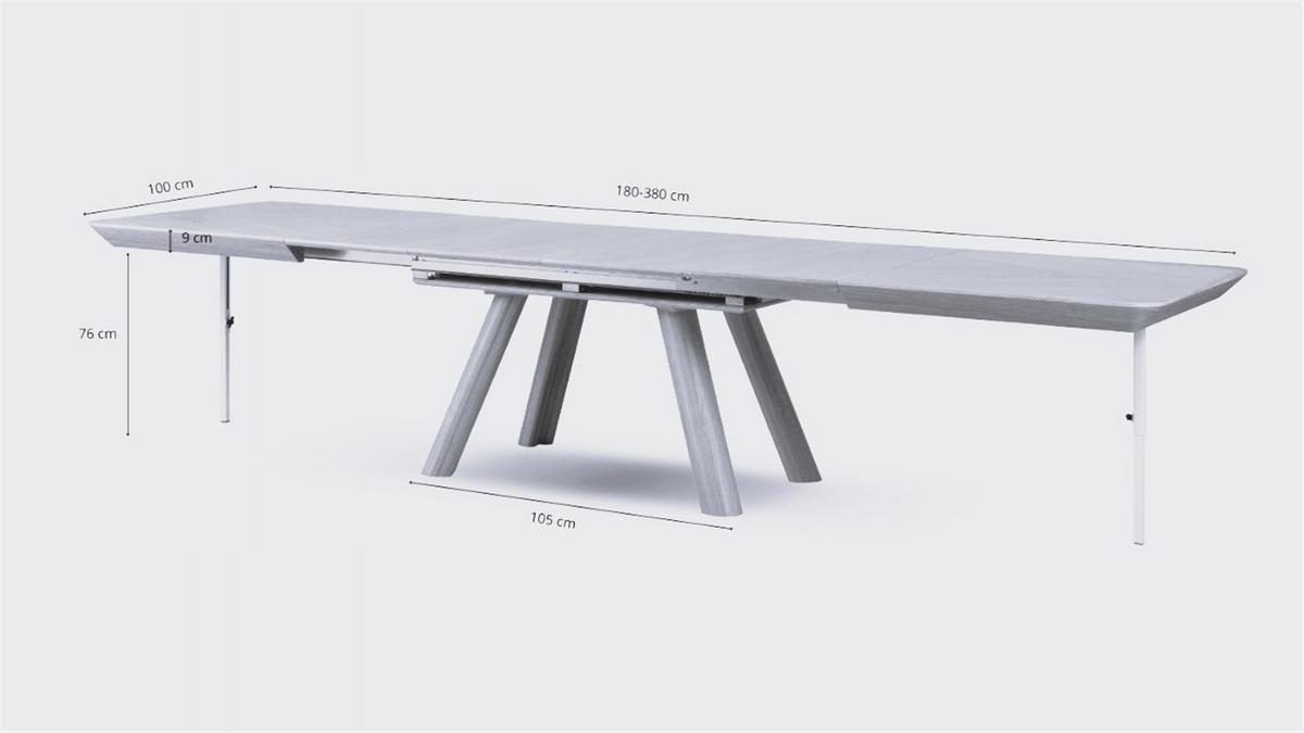 ESSTISCH NATURA Ausziehbar 180 - 380 / 100 x 76 cm - Eichefarben, Holz (180/100/76cm) - MASSENO