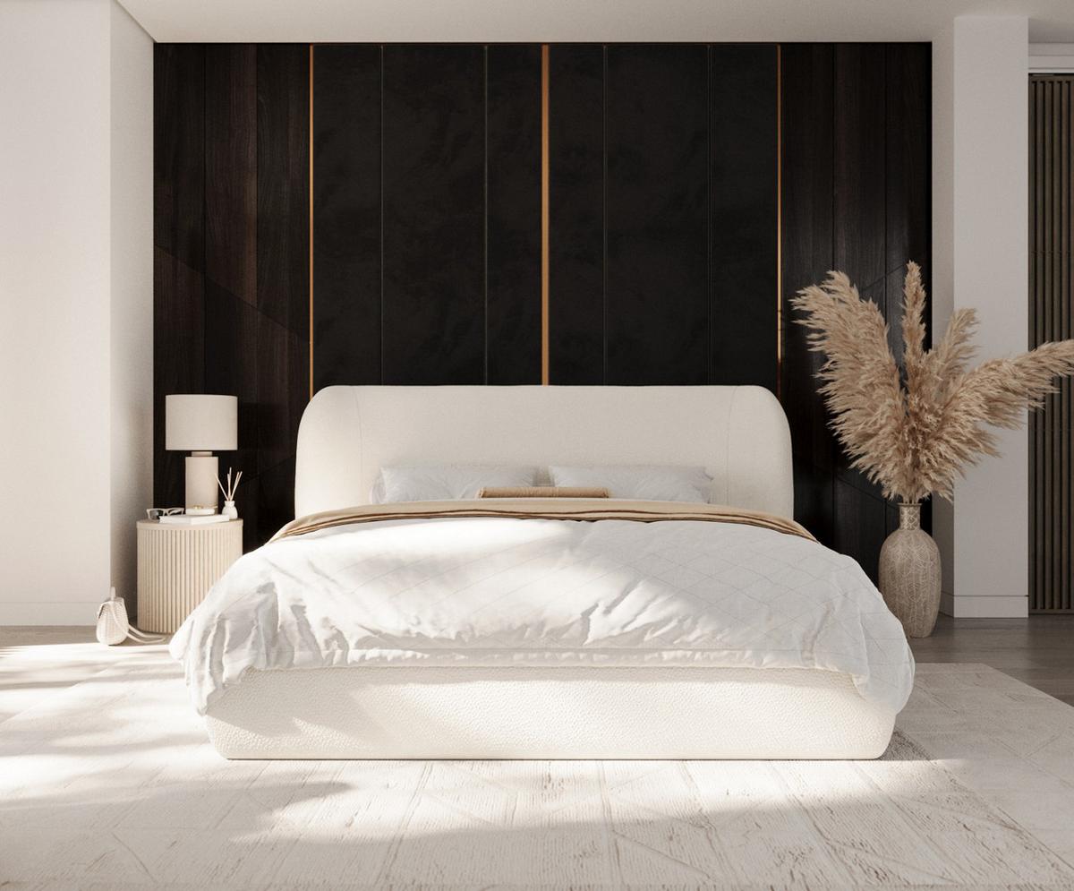 POLSTERBETT Bellano mit Stauraum 160/200 cm Weiß im Bubble Stoff - Schwarz/Naturfarben, Holz/Holzwerkstoff (160/200cm) - AltaBeds