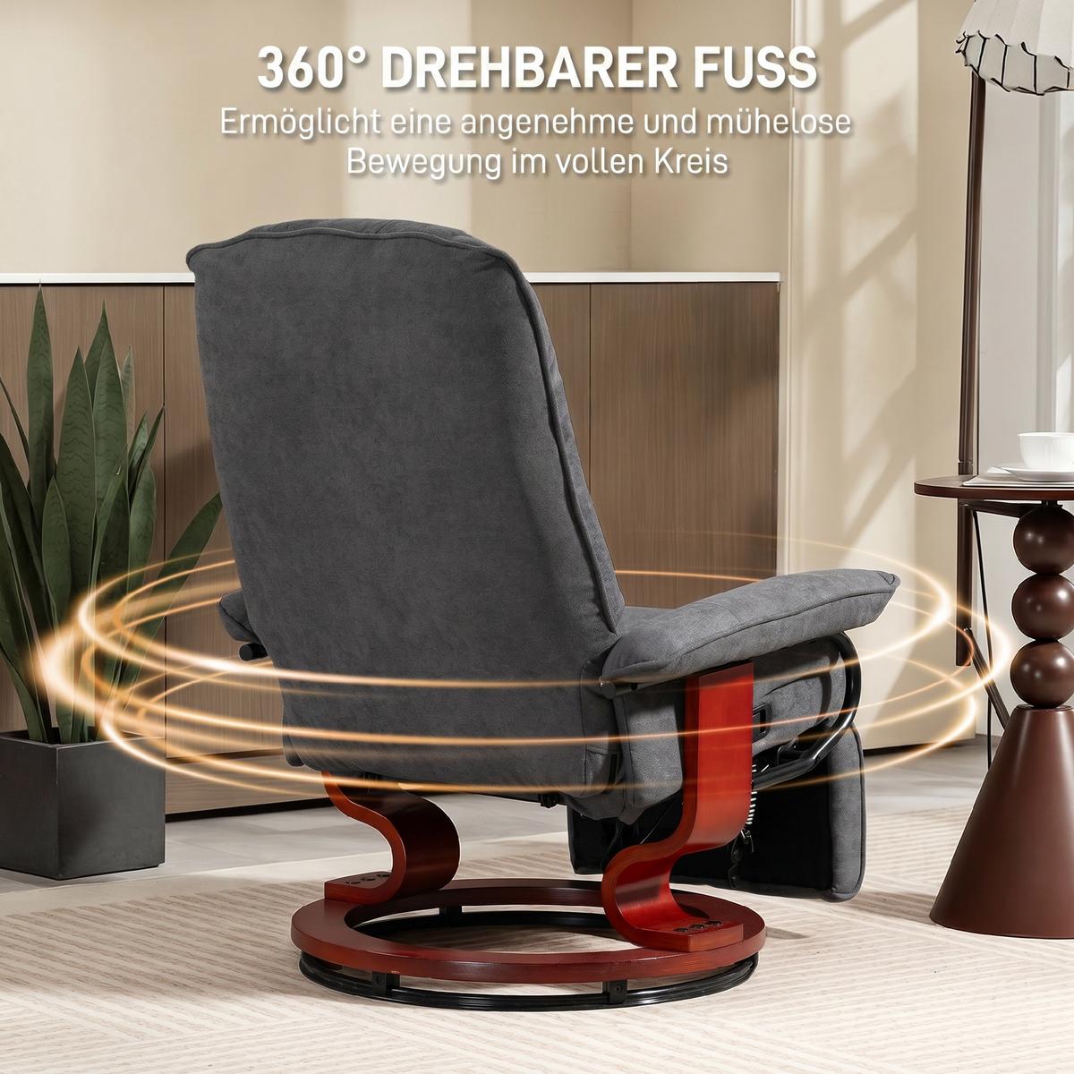 RELAXSESSEL Polyester Grau - Naturfarben/Grau, Holz/Textil (78/100/87cm) - HOMCOM