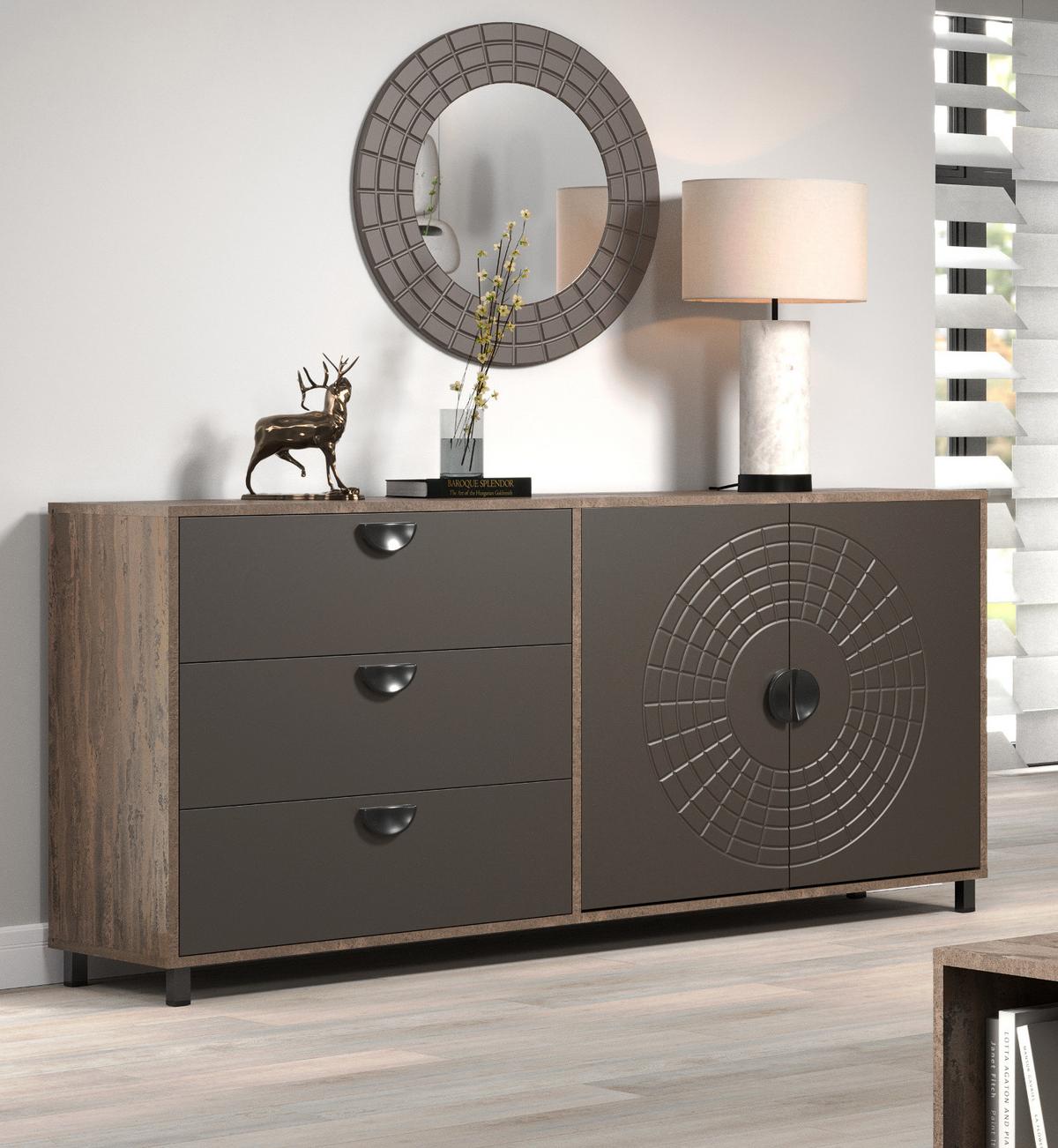 SIDEBOARD Bronze und Rostoptik 176 cm, Kommode mit Soft-Close - Rostfarben/Schwarz, Holzwerkstoff/Metall (176/86/42cm) - Top.Furn