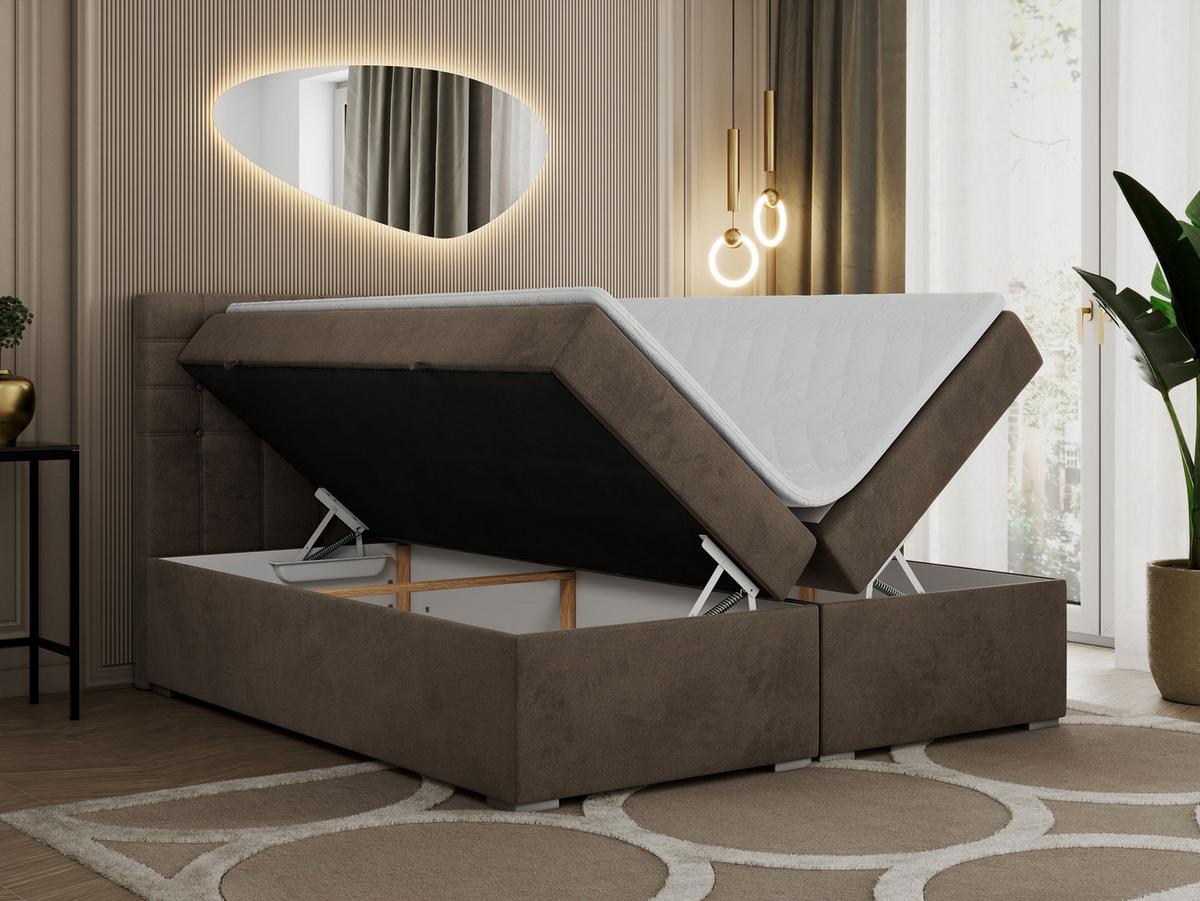 BOXBETT SUSAN 160/200 Braun Velvet - H4 - Braun, Holz/Textil (160/200cm) - MKS