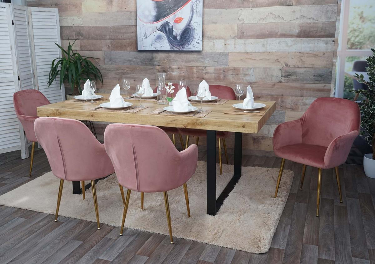 ESSZIMMERSTUHL Altrosa 6er-Set - Altrosa/Rosa, Textil (57/83/57cm) - MCW
