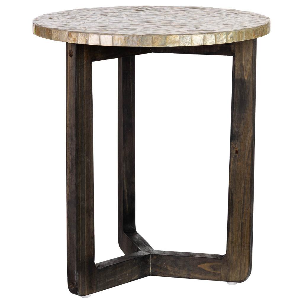 TISCH aus Holz und Capiz, beige, 40x45cm - Grau, Holz (40/40/45cm) - Wanderlust