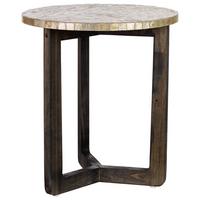 TISCH aus Holz und Capiz, beige, 40x45cm - Grau, Holz (40/40/45cm) - Wanderlust