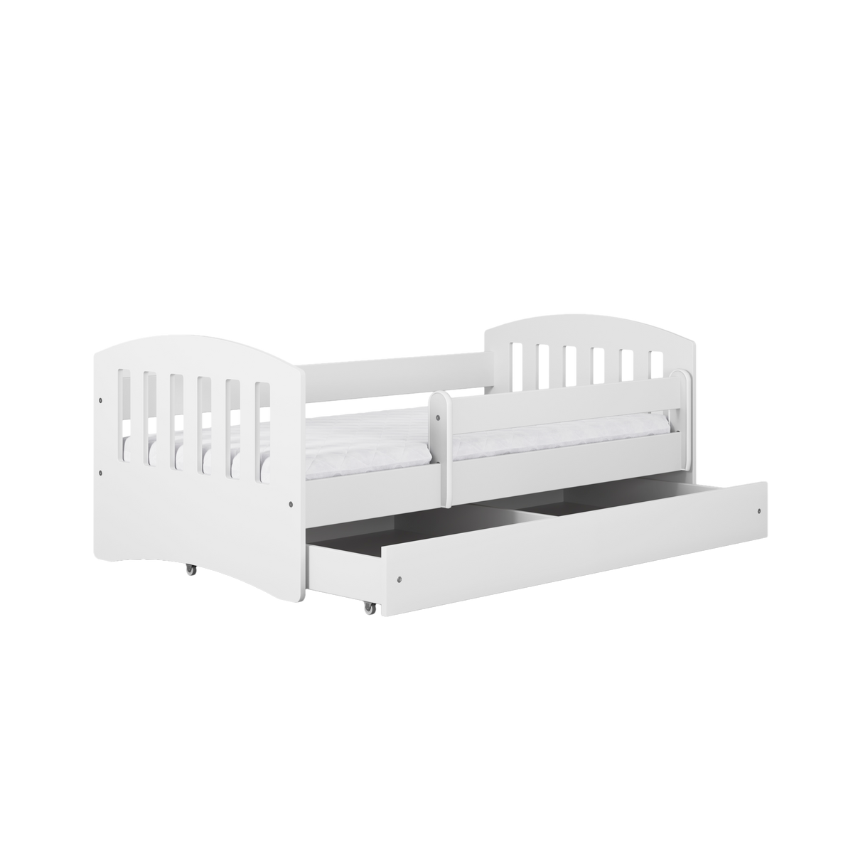 KINDERBETT CLASSIC mit Schublade und Matratze Weiß 90/65/184 - Weiß, Holzwerkstoff (80/180cm) - RAUMHIRSCH FURNITURE