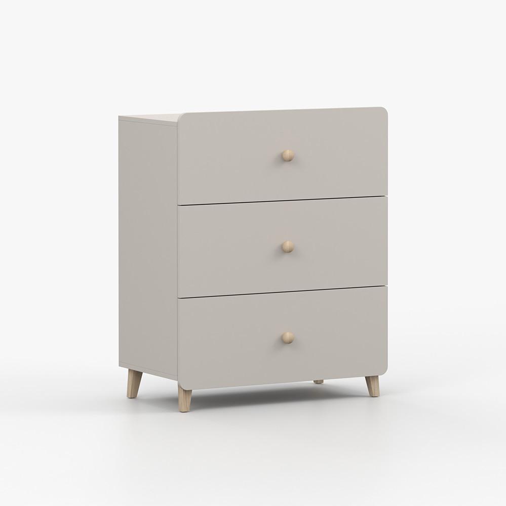 KOMMODE MARIO 3S 90 cm Kaschmir/Kaschmir, drei Schubladen, Holzgriffe - Kaschmir, Holzwerkstoff (80/99/40cm) - imoebel24