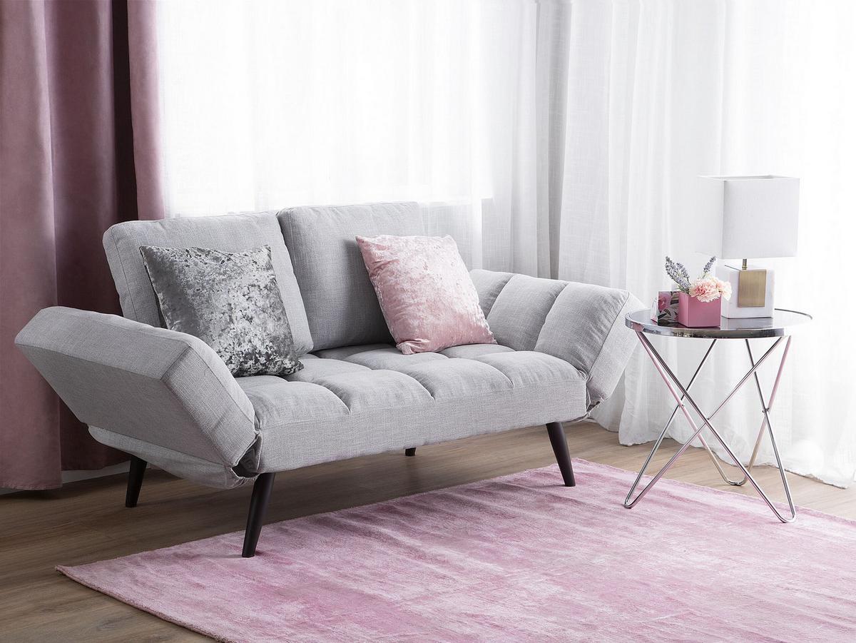 2-SITZER-SCHLAFSOFA Polsterbezug Hellgrau Brekke - Hellgrau, Textil (183/90/75cm) - Beliani