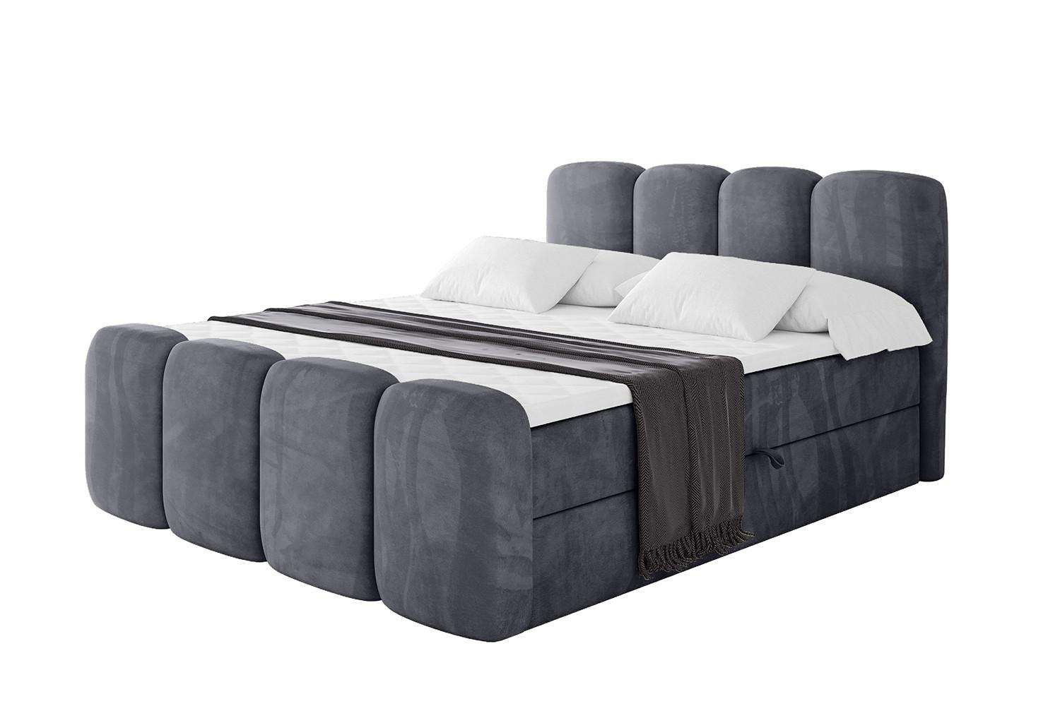 BOXBETT mit Matratze H4 und Lattenrost - NINA-Z - 160x200 cm - Dunkelgrau - Dunkelgrau, Holzwerkstoff (160/200cm)
