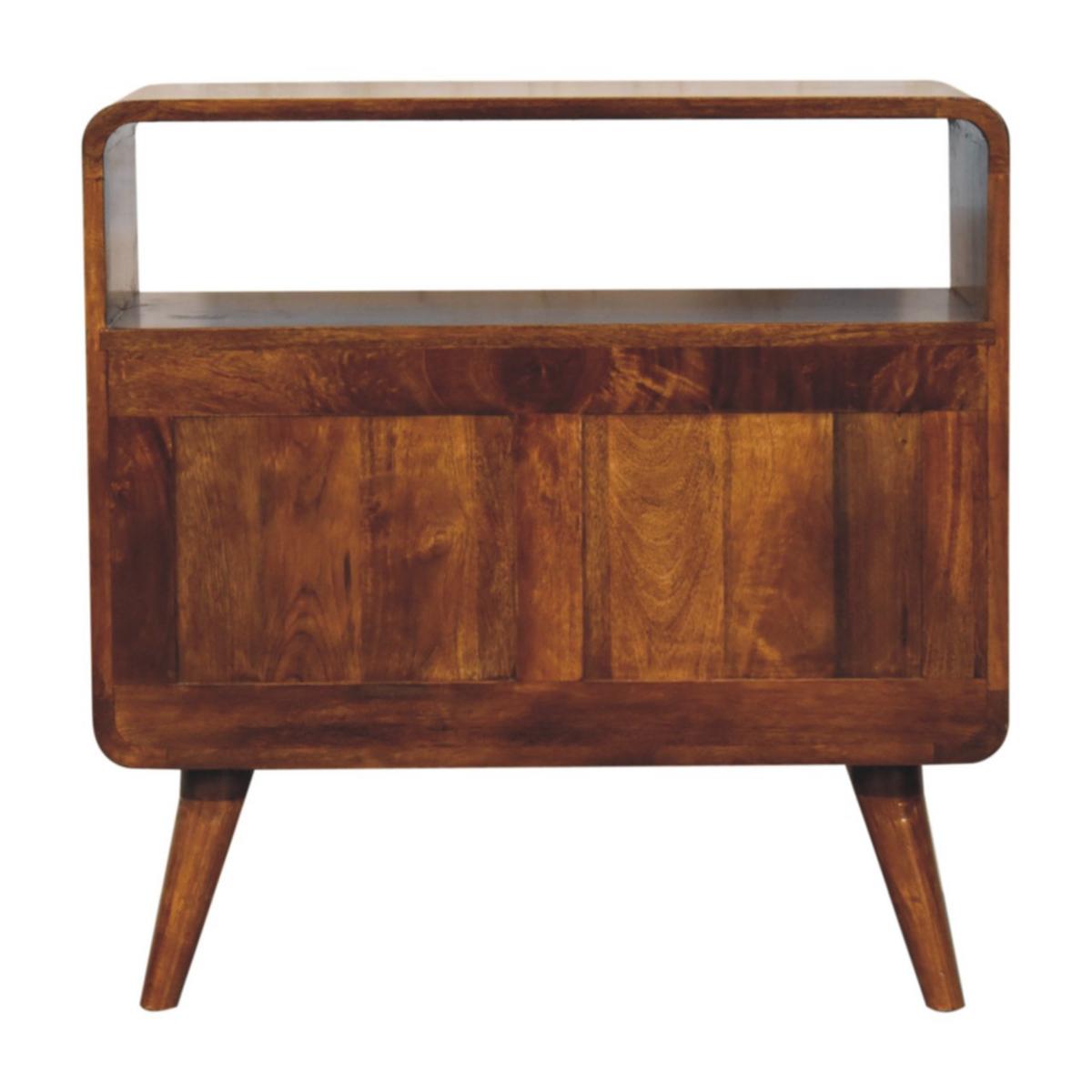 KONSOLE mit abgerundeten Kanten im nordischen Stil, Braun - Messingfarben/Braun, Mangoholz/Holz (70/70/35cm) - Artisan Furniture
