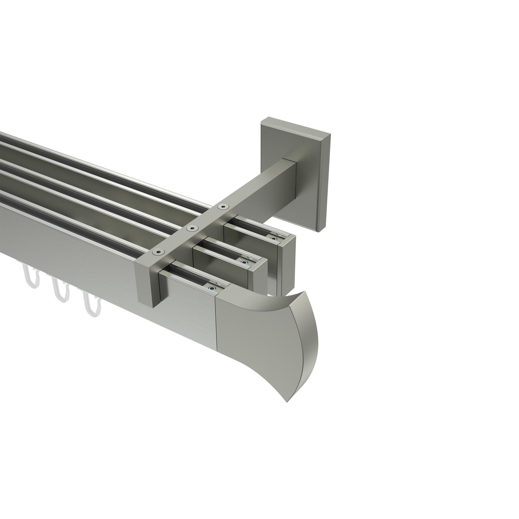 GARDINENSTANGE INNENLAUF Smartline Conex 360 cm (geteilt in 2 x 180 cm), 3-läufig, 14x35 mm Edelstahl-Optik - Edelstahlfarben, Metall (360cm) - INTERDECO