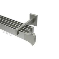 GARDINENSTANGE INNENLAUF Smartline Conex 360 cm (geteilt in 2 x 180 cm), 3-läufig, 14x35 mm Edelstahl-Optik - Edelstahlfarben, Metall (360cm) - INTERDECO