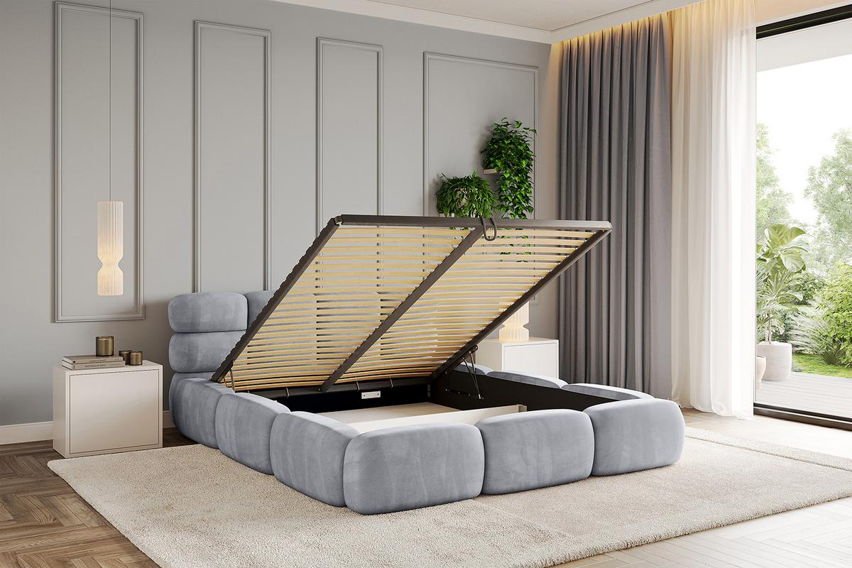 POLSTERBETT mit Bettkasten und Lattenrost, Boxbett ohne Matratze - NOMA 120x200 Hellgrau - Hellgrau, Holzwerkstoff/Textil (120/200cm) - ALTDECOR