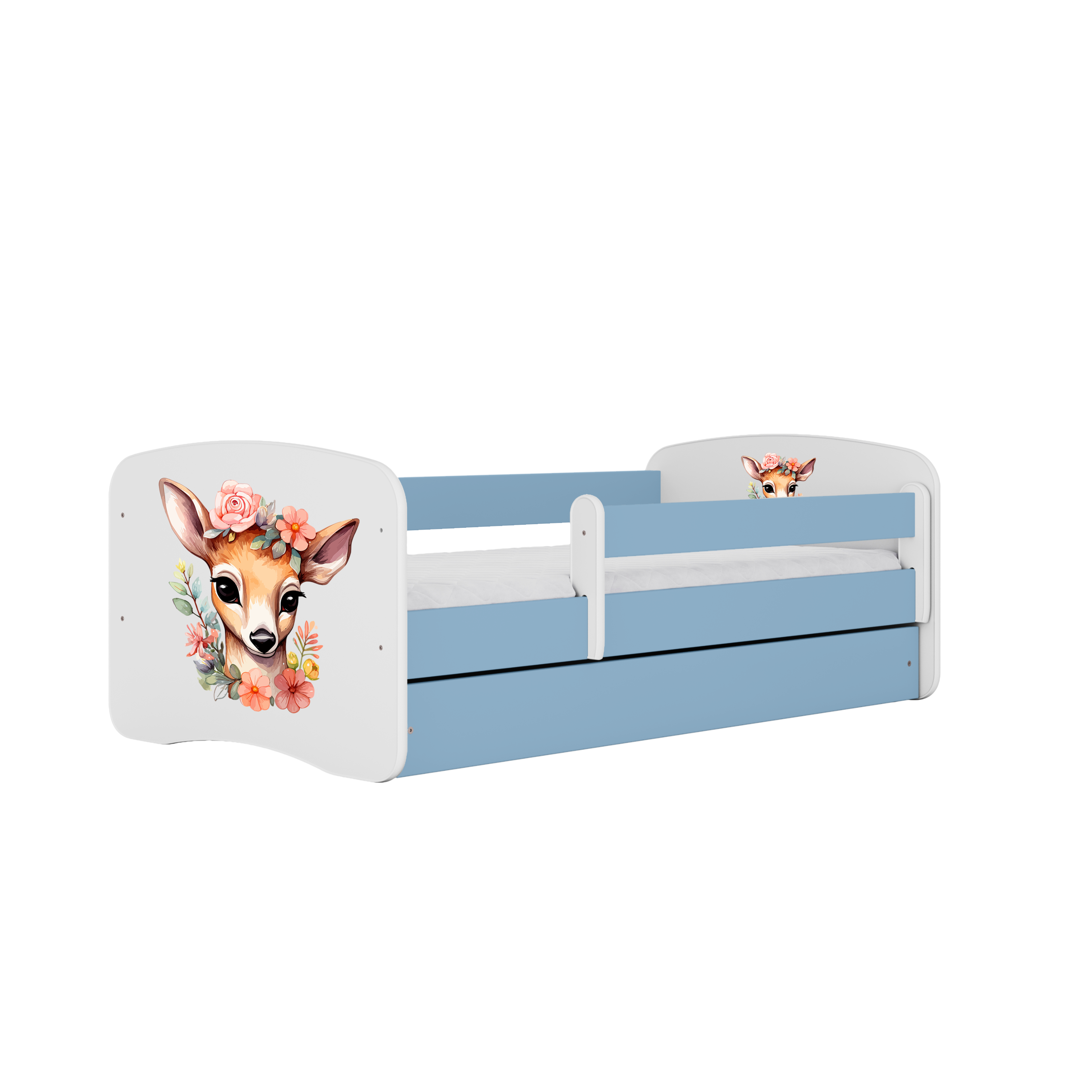 KINDERBETT Bambi mit Schublade 140/70 80/61/144 - Blau, Holzwerkstoff (70/140cm) - RAUMHIRSCH FURNITURE