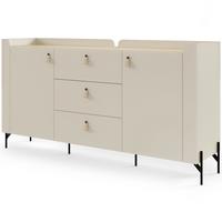 KOMMODE Sorella mit 2 Türen und 3 Schubladen, 180 cm, für Jugendzimmer, Macadamia + Eiche Mavelie - Eichefarben/Beige, Leder/Holzwerkstoff (180/95/42cm) - Beautysofa