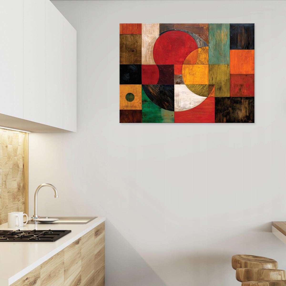 LEINWANDBILD Abstrakt Art Deco Orange 60x40 cm - Multicolor, Holzwerkstoff (60/40cm) - Wallarena