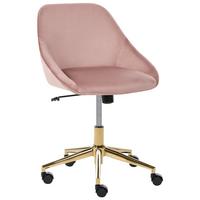 SCHREIBTISCHSTUHL Samtstoff Rosa Bardsdale - Pink, Textil (54/77/54cm) - Beliani