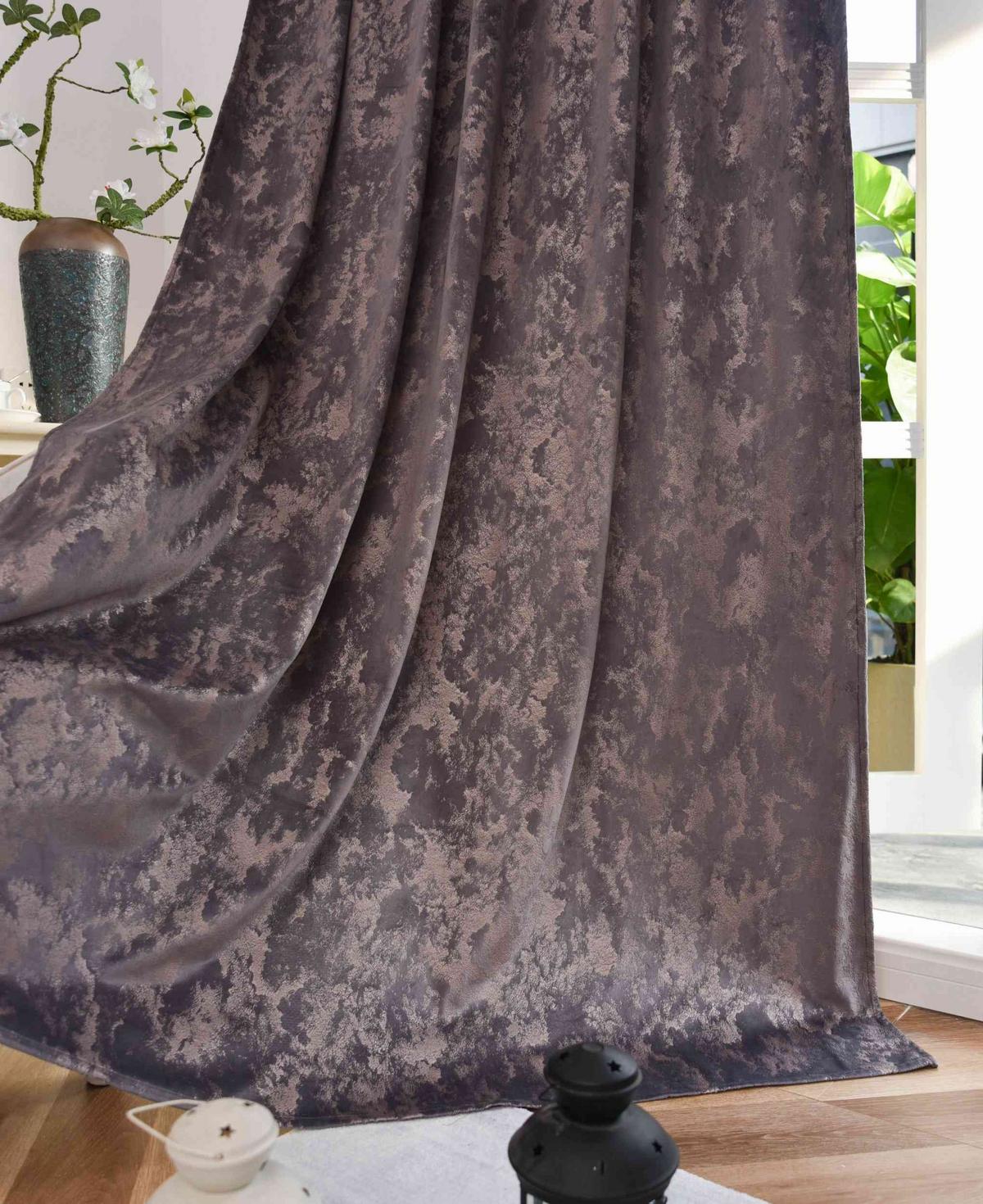 VORHANG SAMT MILANO STAR HxB 245x140 cm Grau Rosegold - Roségold, Textil (140/245cm) - Gardinenbox