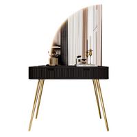 SCHMINKTISCH ZAIRA-QS mit LED Spiegel Linke Schwarz - Schwarz, Holzwerkstoff (103/80/49cm) - Lookway