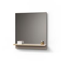 BADSPIEGEL Timavo Greige 60 x 67 cm mit Regal - Greige, Holzwerkstoff (60/67/14cm) - Livinity®