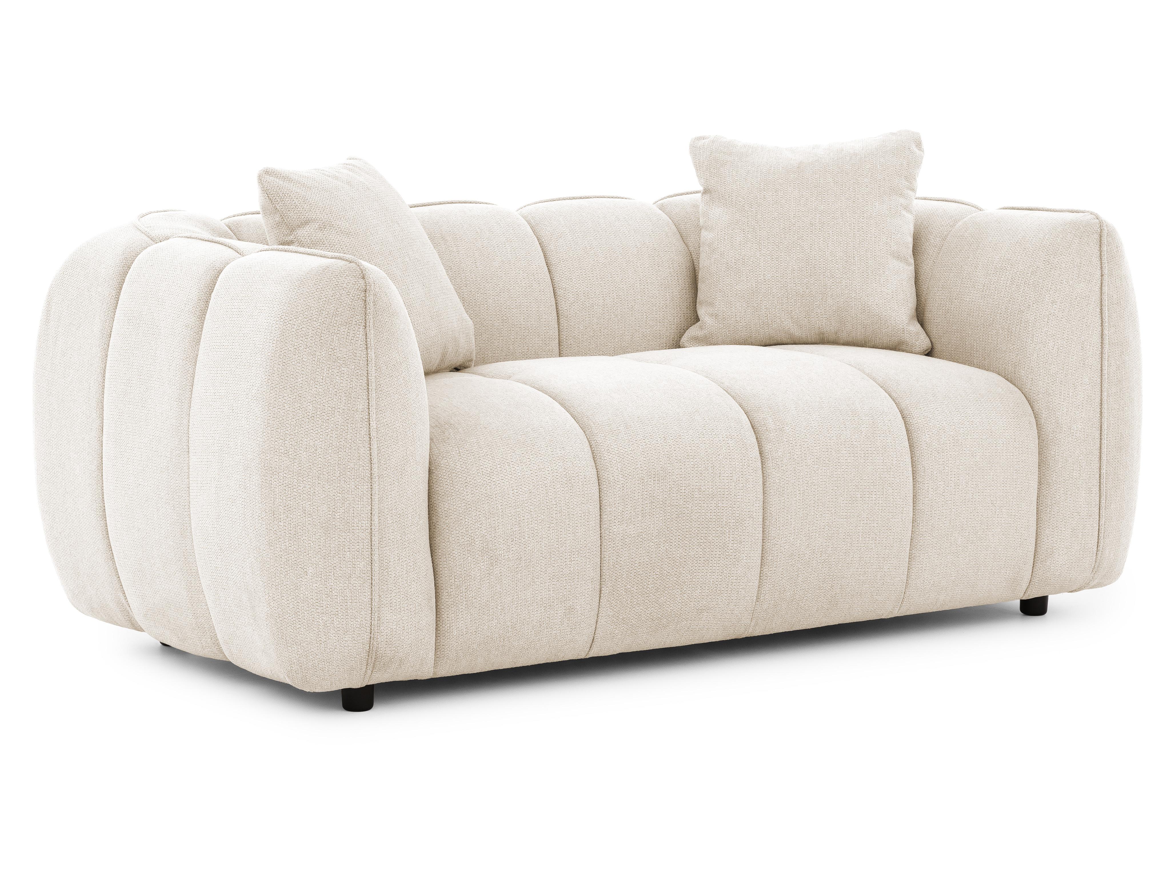2-SITZER SOFA Nubira in tief gesteppter Bubble-Optik aus weichem Hellbeige Strukturstoff im modernen Design - Beige/Schwarz, Holz/Kunststoff (172/69/89cm) - S-Style Möbel