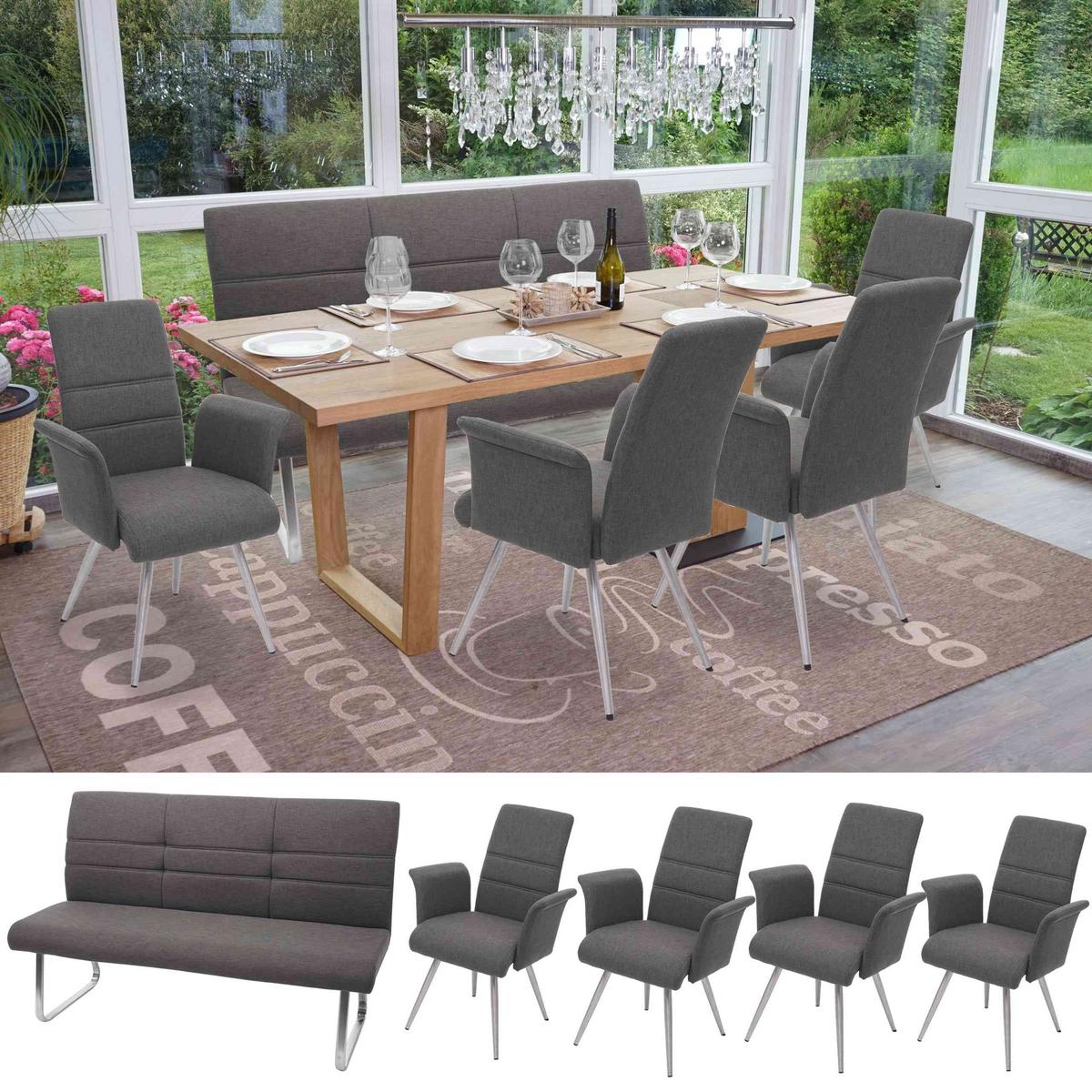 ESSZIMMER-SET Grau 4er-Set - Grau, Textil (160/99/68cm) - MCW