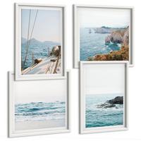 BILDER SET 4er Set - 50x50 cm & 40x60 cm Weißer Rahmen - Küstenlandschaftsblick - Weiß, Kunststoff (50/50cm) - TULUP