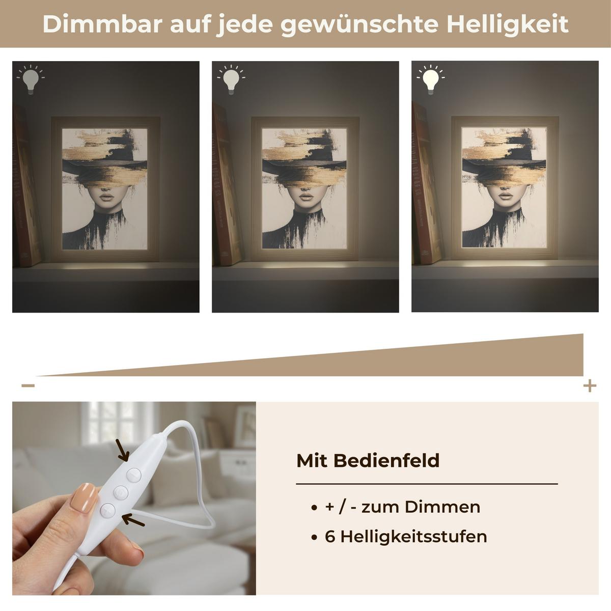 TISCHLEUCHTE Frau - Hut - Farbe 15x20 cm - Braun, Holzwerkstoff (8/15/20cm) - OnlyWow