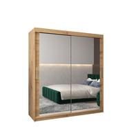 SCHWEBETÜRENSCHRANK 200/180/62 2-türig - Silberfarben/Eiche Artisan, Holz/Kunststoff (180/200/62cm) - MÖBEL KRYSPOL