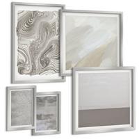 BILDER SET 5er Set - 50x50 cm & 20x30 cm & 40x60 cm Silberner Rahmen - Industriedesignstrukturen - Silberfarben, Kunststoff (40/60cm) - TULUP