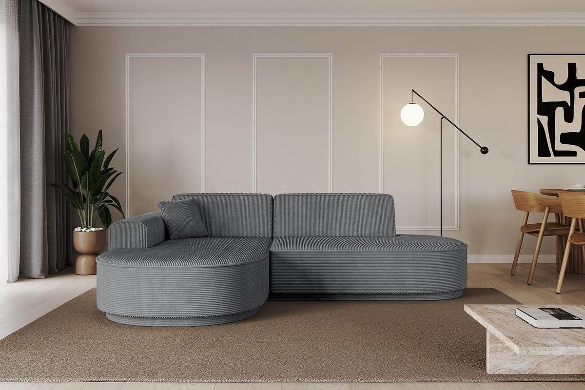 ECKSOFA Ottomane Links MARI-L1-v3 - 243x171x83 cm Dunkelgrau Cord - Dunkelgrau/Schwarz, Holzwerkstoff/Kunststoff (243/171cm) - ALTDECOR
