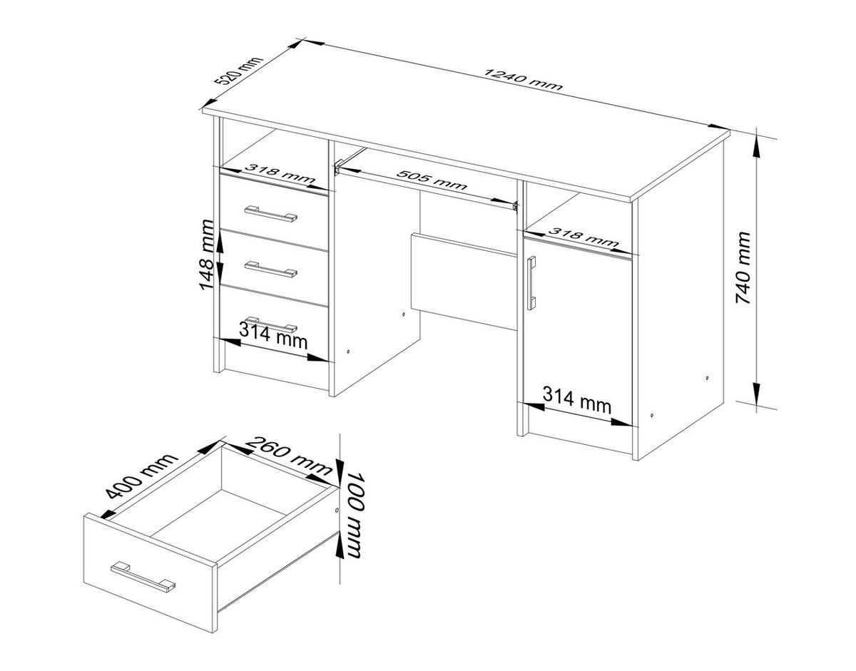 SCHREIBTISCH Eiche Sonoma 74/124/52 - Sonoma Eiche, Holzwerkstoff (52/124/74cm) - RAUMHIRSCH FURNITURE