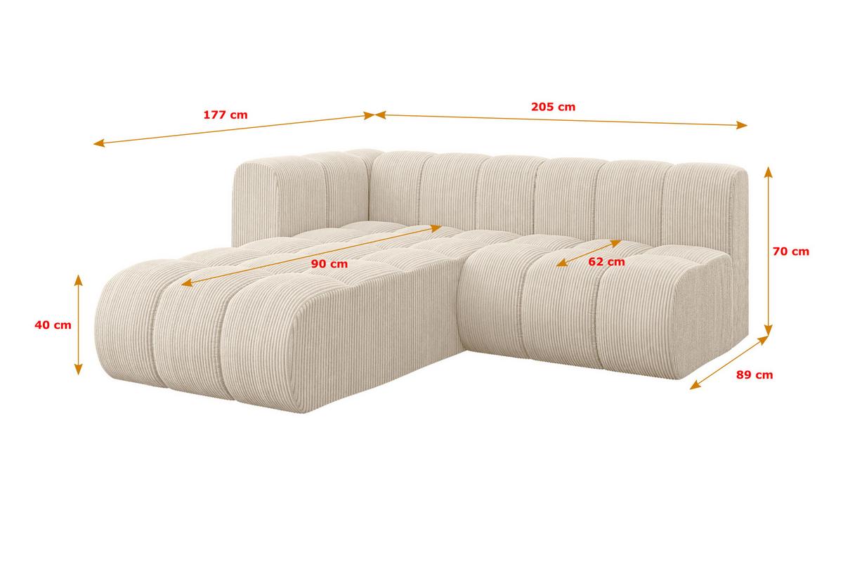 ECKSOFA modulares Sofa Darnel-L1 - 205x177x70 cm Beige - Beige, Holzwerkstoff/Textil (205/177cm) - ALTDECOR
