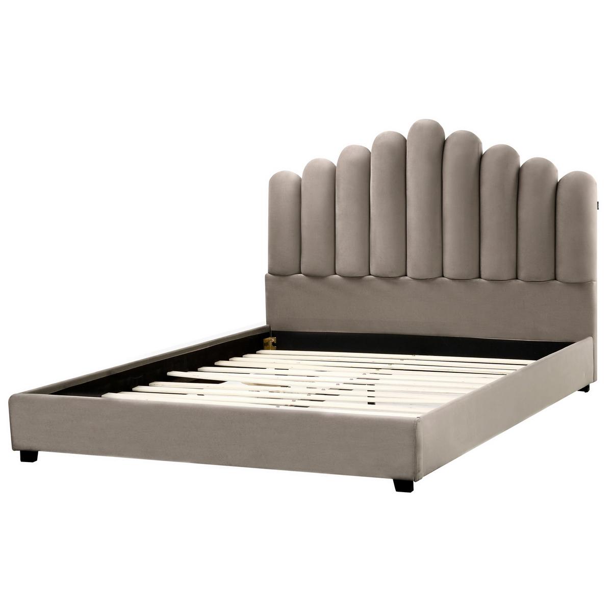 BETT mit Lattenrost 160/200 cm Taupe Vincennes - Taupe/Schwarz, Textil (160/200cm) - Beliani