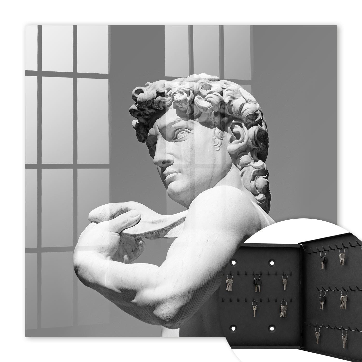 SCHLÜSSELBOX Schwarz 30x30 cm- Türöffnung nach rechts - Klassische Eleganz - Grau, Metall (30/30/5cm) - TULUP