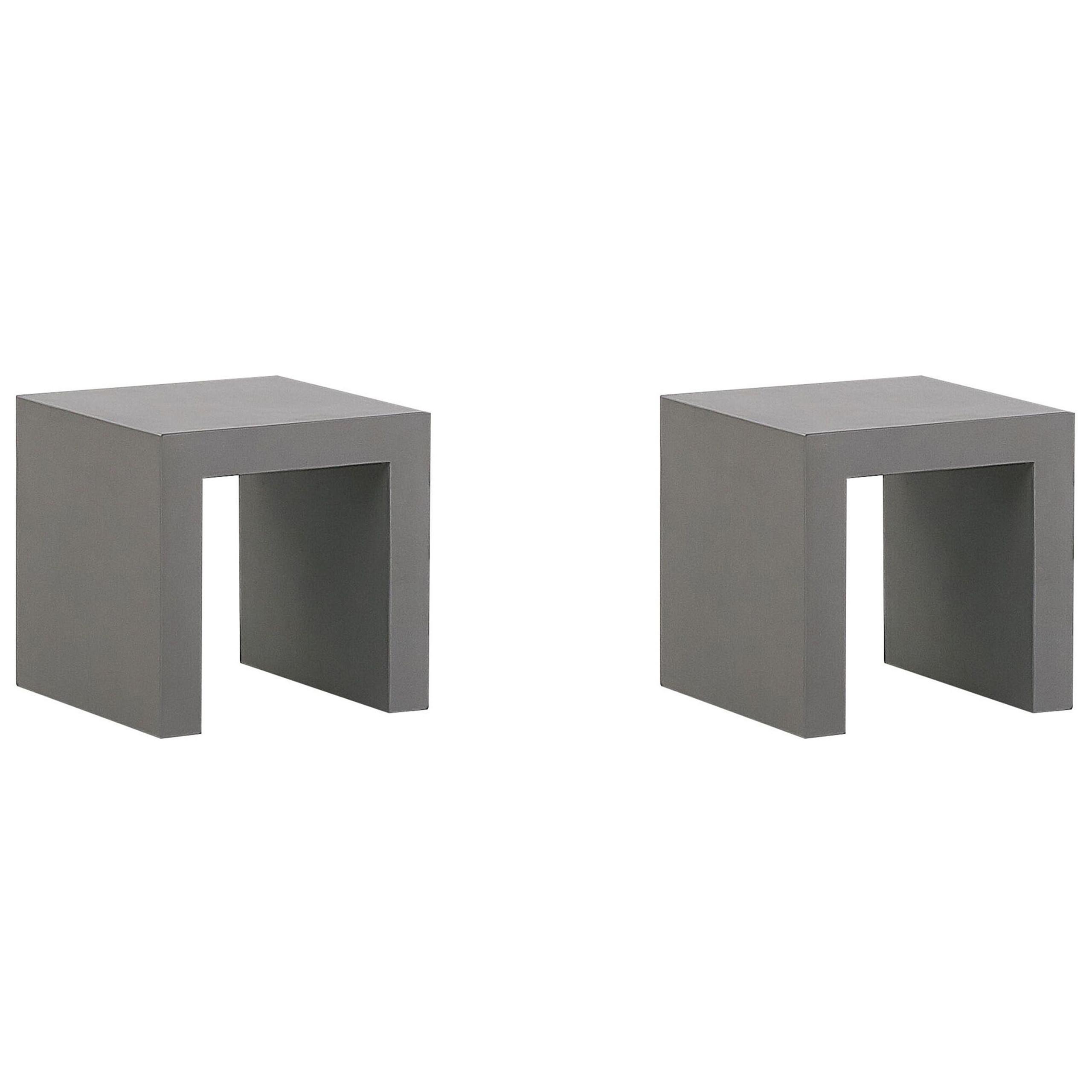 GARTENSTUHL 2er-Set Beton Grau Taranto - Grau, Stein (40/40/40cm) - Beliani