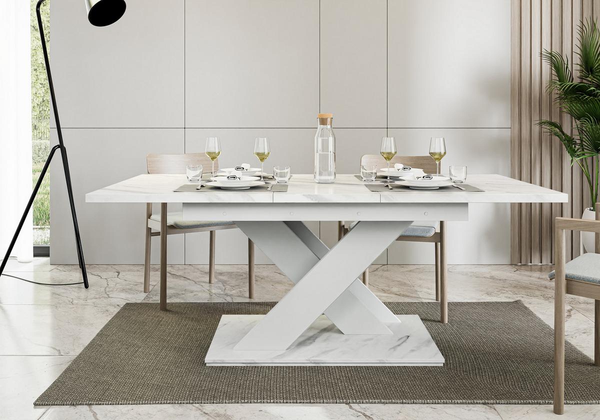 ESSTISCH RUDEN Ausziehbar 140 - 180 / 80 x 76 cm - Hellgrau/Weiß, Holz (140/80/76cm) - MASSENO