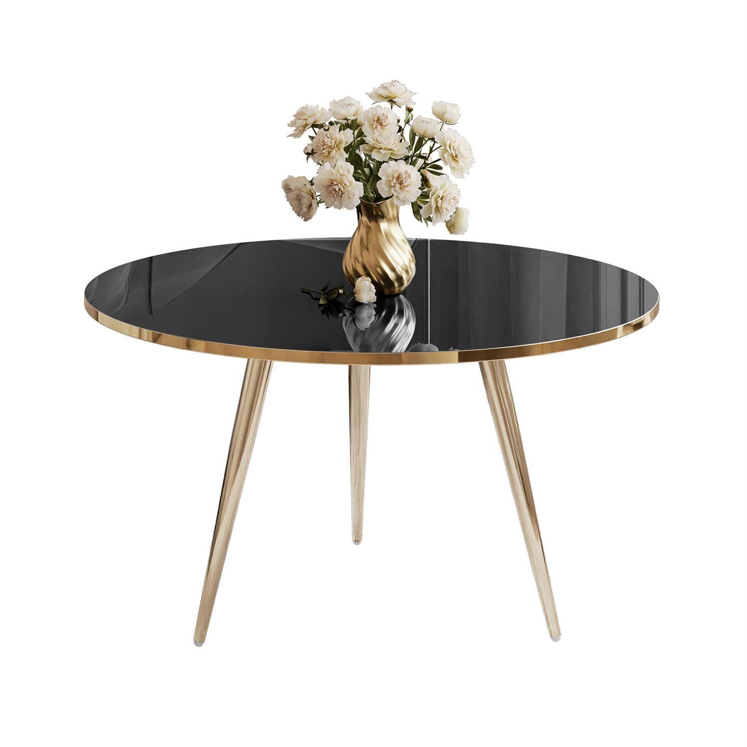 COUCHTISCH SOLEIL GOLD Schwarz Hochglanz, 70cm - Schwarz, Holzwerkstoff (70/70/47cm) - Lookway