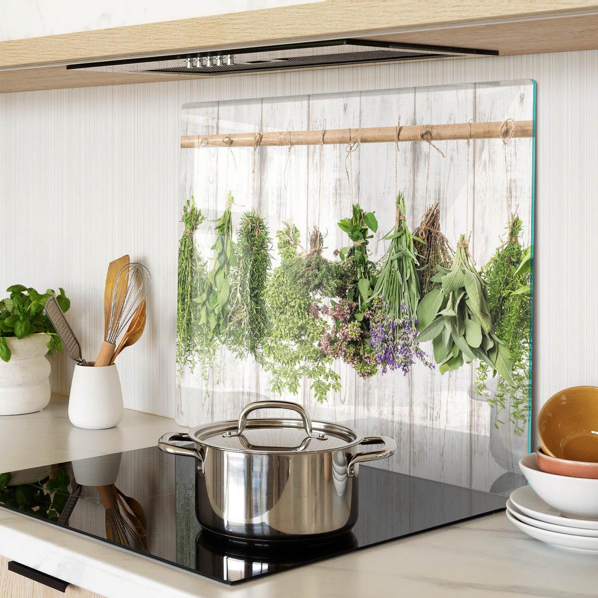 GLASPLATTE 60x52 cm Kräuterschnur - Grün, Glas (60/0.4/52cm) - TULUP