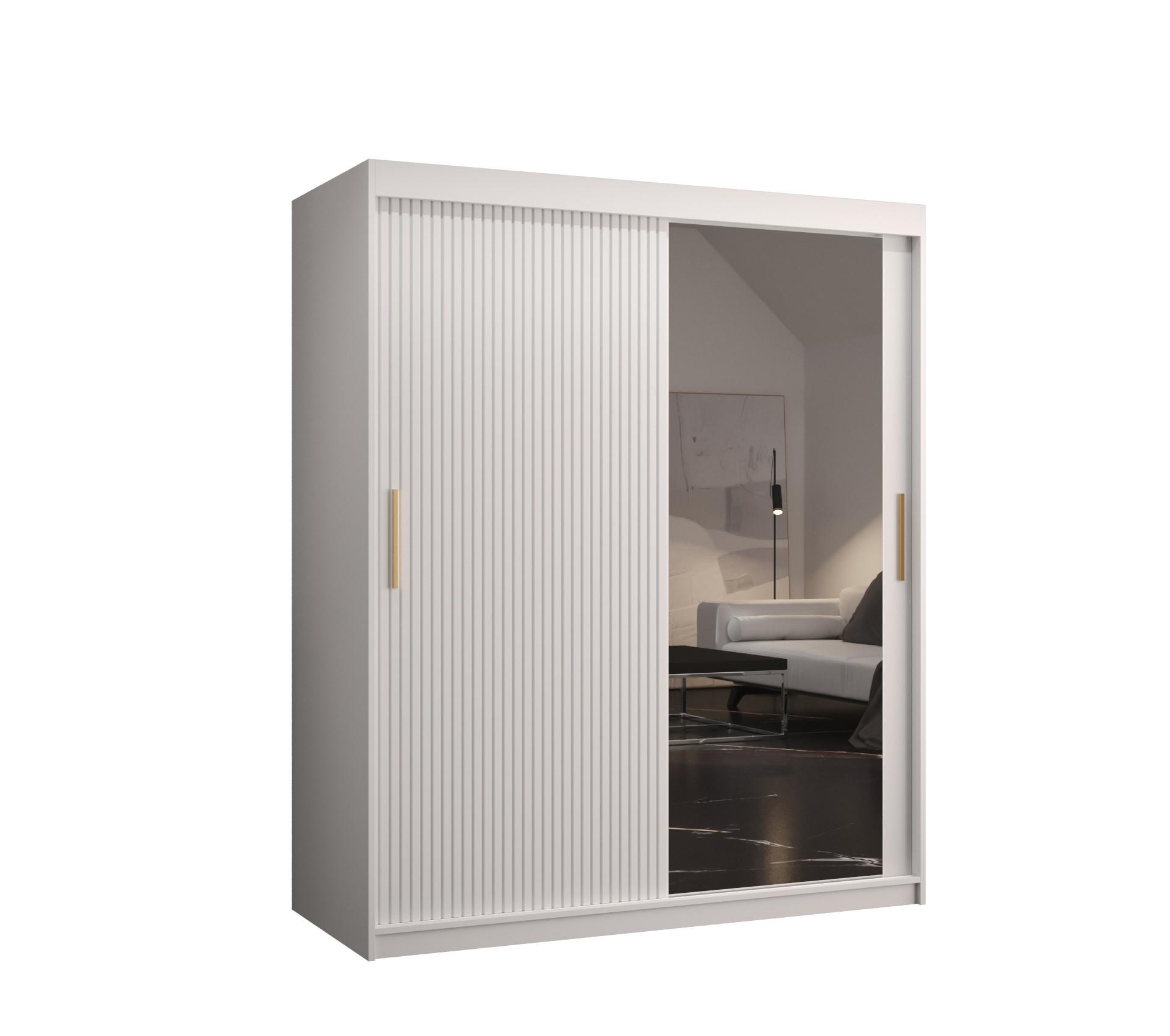 SCHWEBETÜRENSCHRANK 200/150/62 2-türig - Goldfarben/Weiß, Holz/Kunststoff (150/200/62cm) - MÖBEL KRYSPOL