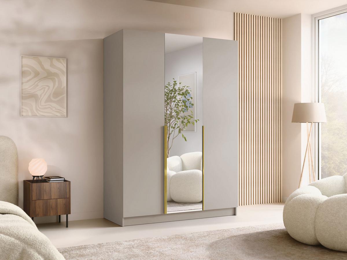 KLEIDERSCHRANK Calia II - Beige/Goldfarben, Holzwerkstoff/Metall (150/215/58cm) - MIRJAN24