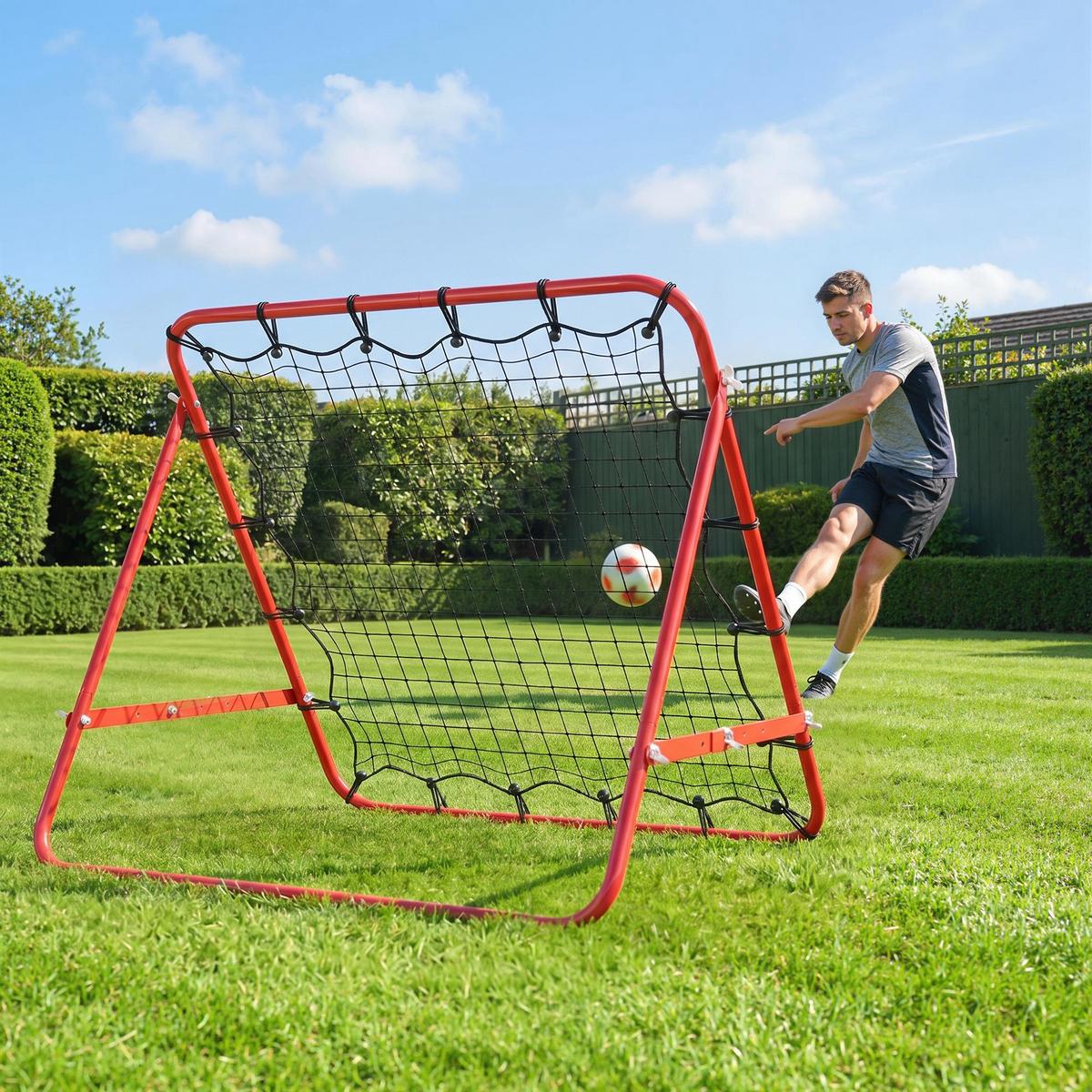 REBOUNDER, PE, Rot/Schwarz, 96L x 80B x 96H cm - Rot, Metall (80/96cm) - HOMCOM