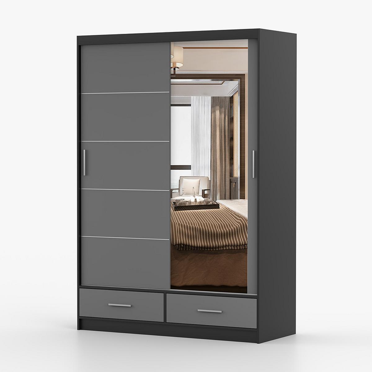 KLEIDERSCHRANK Florence 150 cm, 150/218/61, 2-türig, schwarz - Schwarz, Holzwerkstoff (150/218/61cm) - imoebel24