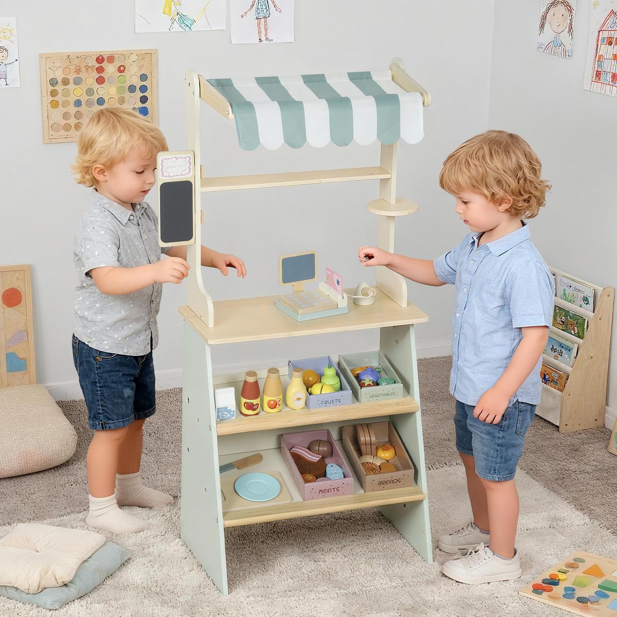 KINDER-KAUFLADEN MDF Kiefernholz Grün - Hellgrün, Holzwerkstoff (30/92.5/52cm) - AIYAPLAY
