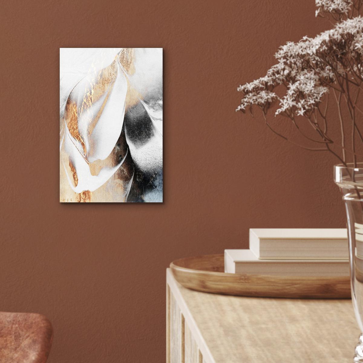 METALLBILD Luxus - Abstrakt - Gold - Weiß 20x30 cm - Goldfarben, Metall (20/30cm) - MuchoWow