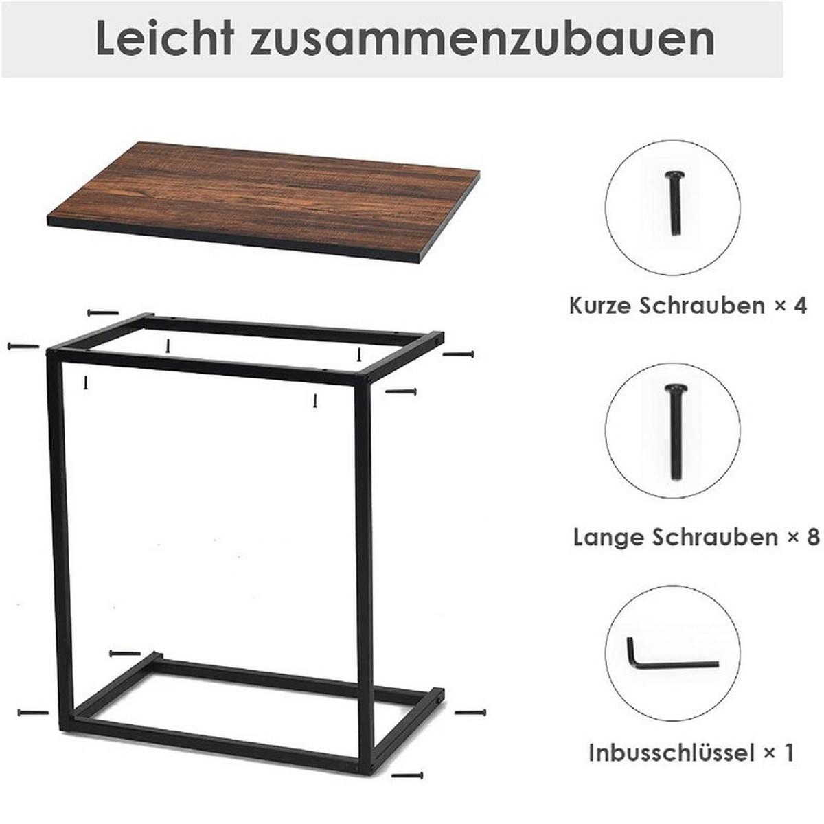 LAPTOPTISCH C-förmig hellbraun - Hellbraun, Metall (35/55/65cm) - COSTWAY