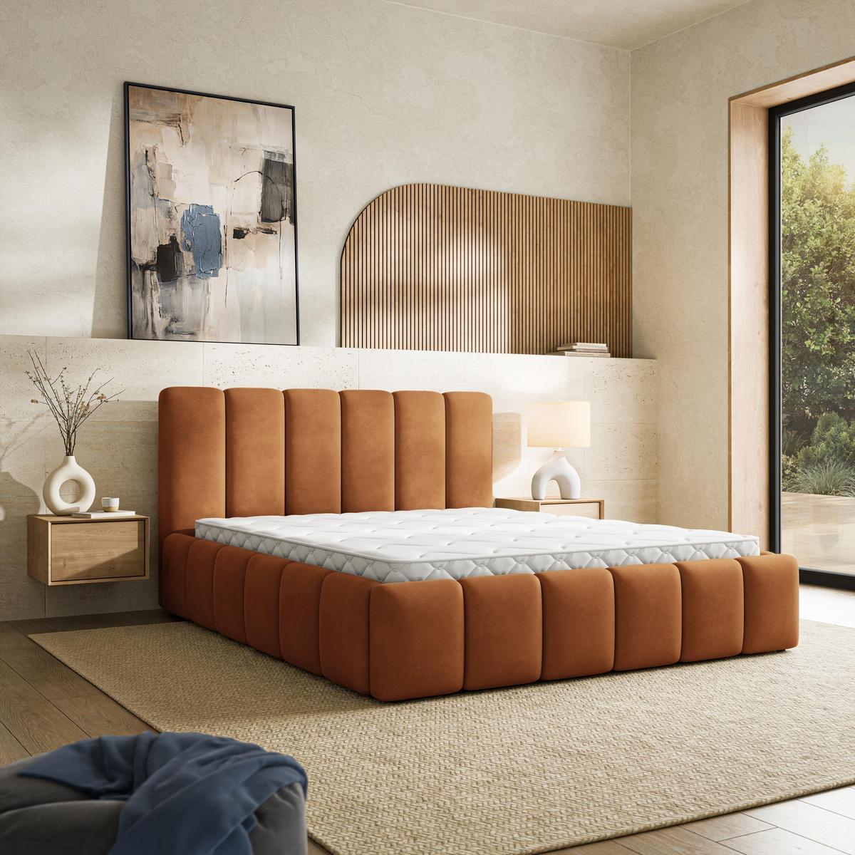POLSTERBETT RANIS 120x200 cm mit Bettkästen - Kupferfarben - Kupferfarben, Holz/Textil (120/200cm) - MASSENO