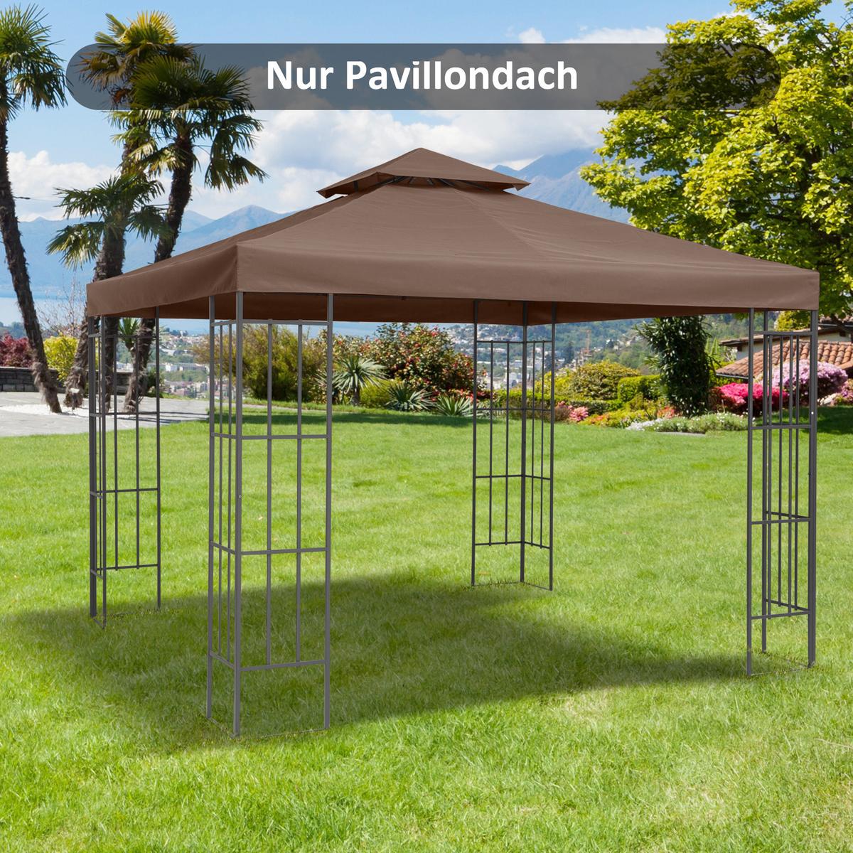 PAVILLONDACH, Polyester, Kaffee - Braun, Kunststoff (300/18/300cm) - Outsunny