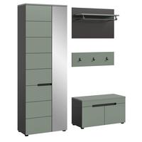 GARDEROBE-SET Salbei Grün und Basalt Grau, Garderobe 160 x 190 cm, Soft-Close, Cooper - Salbeigrün/Dunkelgrau, Holzwerkstoff/Kunststoff (160/190/37cm) - Inn.Furn